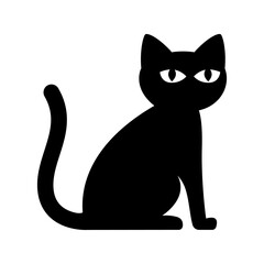 Black cat halloween. Pictogram isolated on a white background.
