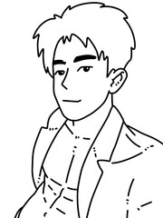 black and white of cute man cartoon for coloring