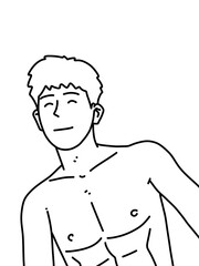 Fototapeta premium black and white of cute man cartoon for coloring