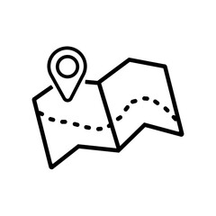 Map icon vector on white background. Simple abstract gps icon in black. Vector Illustrations