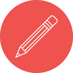 Pencil Multicolor Circle Line Inverted Icon
