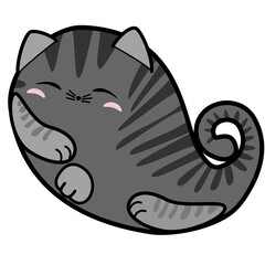 Cute sleeping cat, hand drawn paisley shape, doodle cartoon collection 