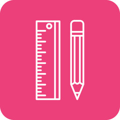 Ruler And Pencil Multicolor Round Corner Line Inverted Icon