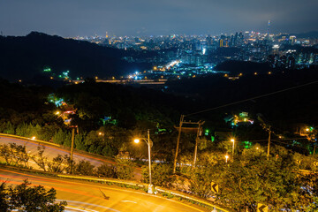 Fototapeta premium Beautiful aerail cityscape from Hongludi Nanshan Fude Temple