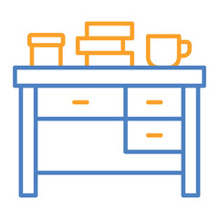 Table Blue And Orange Line Icon