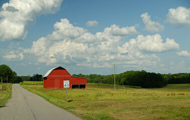 landscape with barn and sky