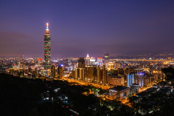 Fototapeta premium Night landscape of Xinyi District cityscape