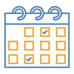 Calendar Blue And Orange Line Icon