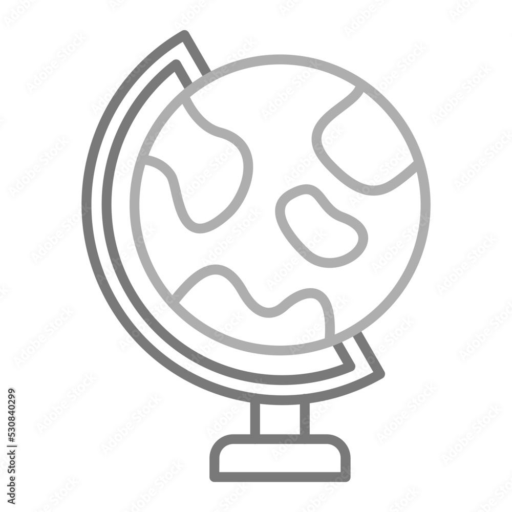 Sticker globe greyscale line icon