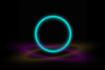 Neon glowing elements on a dark background.