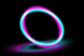 Neon glowing elements on a dark background.