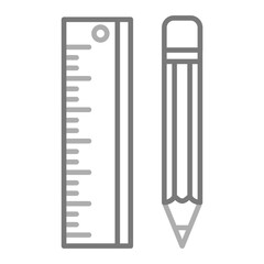 Ruler And Pencil Greyscale Line Icon