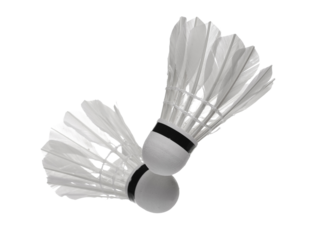 Badminton balls in fly isolated on white