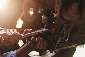 mechanic at work,Mechanic hand repairing car parts, man hand repairing a car close up
