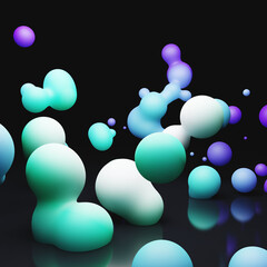 abstract 3d render of blue and purple blob lava lamp effect
