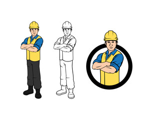Construction Employee Character design illustration vector eps format , suitable for your design needs, logo, illustration, animation, etc.