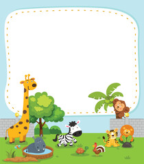 Empty banner template with zoo illustration