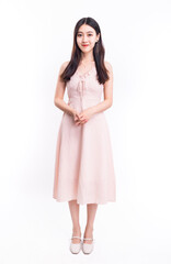 Beautiful women in pink dresses