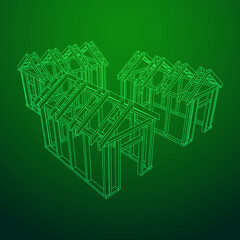 Building object or framing house. Greenhouse construction frame.