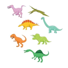 Poster Dinosaurussen set of dinosaur vector illustration. velociraptor, tyrannosaurus, triceratops, brontosaurus, stegosaurus.