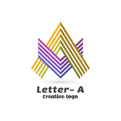Fototapeta premium letter a logo element template, triangle line shape icon