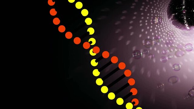 Animation of spinning dna string over dark background
