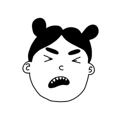 Naklejka premium Funny different ethnic kids, teenagers in various moods. Young people portraits, children's face set. Doodle icon, avatar. Png isolated illustration.