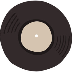 Cute Vynil record, retro music disk, audiophile's single collection. Retro-style illustration on isolated background.