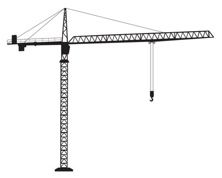 Tower crane in profile in isolate on a white background. Vector illustration.