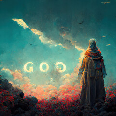 painter's drawing about god