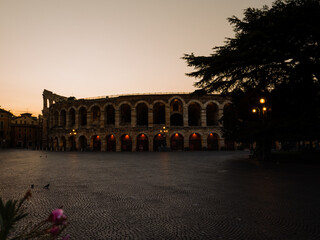 old and a bit damaged amphitheater in verona, italy