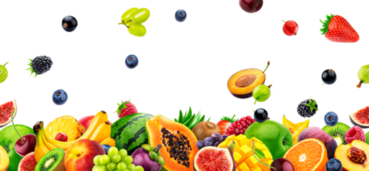 Falling fruits and berries, seamless pattern 