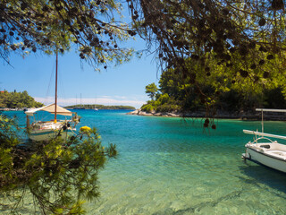 boats on the blue beach