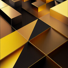 Gold squares 3D abstract background.