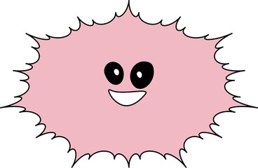 Cartoon character in the shape of a sea urchin with. have a cute face character