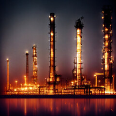 Obraz na płótnie Canvas Refinery, industrial night scene