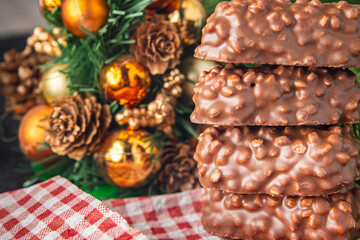 Obraz na płótnie Canvas christmas cookie sweet dessert chocolate dessert holiday meal food snack on the table copy space food background 
