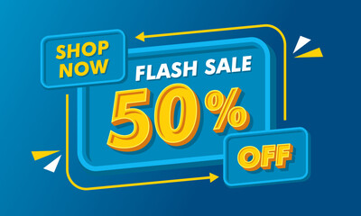 Flash Sale Shopping Poster or banner with Flash icon. Flash Sales banner template design for social media and website.Special Offer Flash Sale campaign.