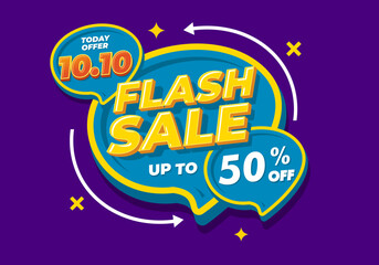 Flash Sale Shopping Poster or banner with Flash icon. Flash Sales banner template design for social media and website.Special Offer Flash Sale campaign.
