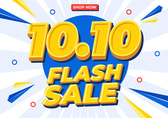 10.10 sale poster or shopping day flyer design. 10.10 Flash sale online banner.