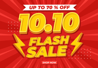 10.10 sale poster or shopping day flyer design. 10.10 Flash sale online banner. - obrazy, fototapety, plakaty