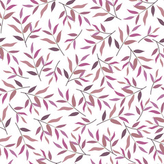 Modern fashionable seamless vector floral ditsy pattern design of exotic branches of leaves. Trendy foliage repeating texture for printing and textile