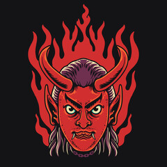 Red Devil Head Vector Illustration