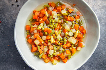 bean, peas, green bean, carrot, celery mix vegetable fresh dish healthy meal food snack diet on the table copy space food background 
