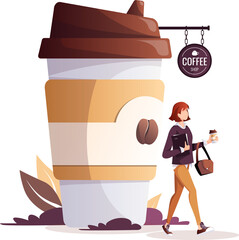 Woman with Coffee Cup illustration