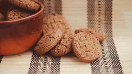 oatmeal cookies flour sweets and desserts - obrazy, fototapety, plakaty