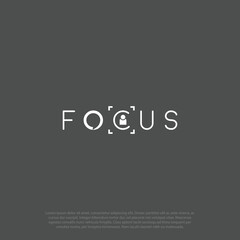 Lettering focus logo vector with focus icon for business growth startup
