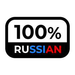 Obraz premium 100% Russian sign label vector illustration with stylish looking font 