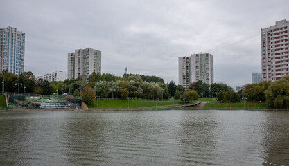 September 19, 2021, Moscow, Russia. Small Chertanovsky pond in the Russian capital.