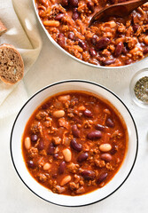 Cowboy beans with ground beef, jalapeno and bacon